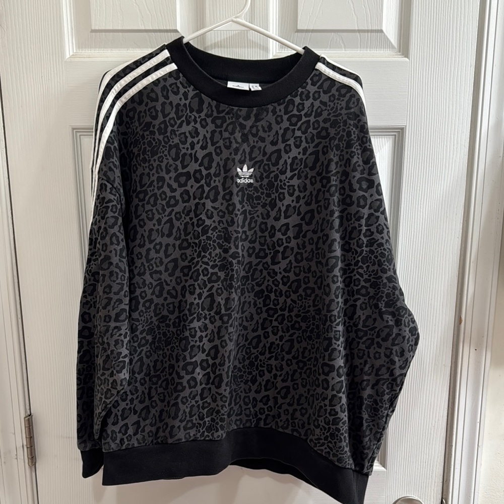 Adidas Black Leopard Print Men's Sweater